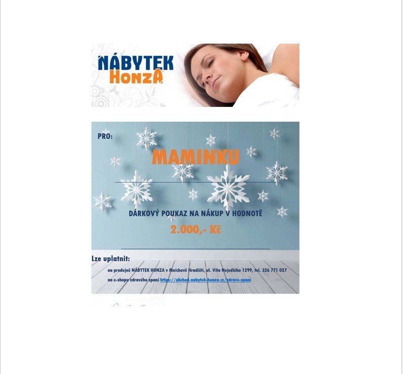 Výši dárkového poukazu si můžete zvolit sami!