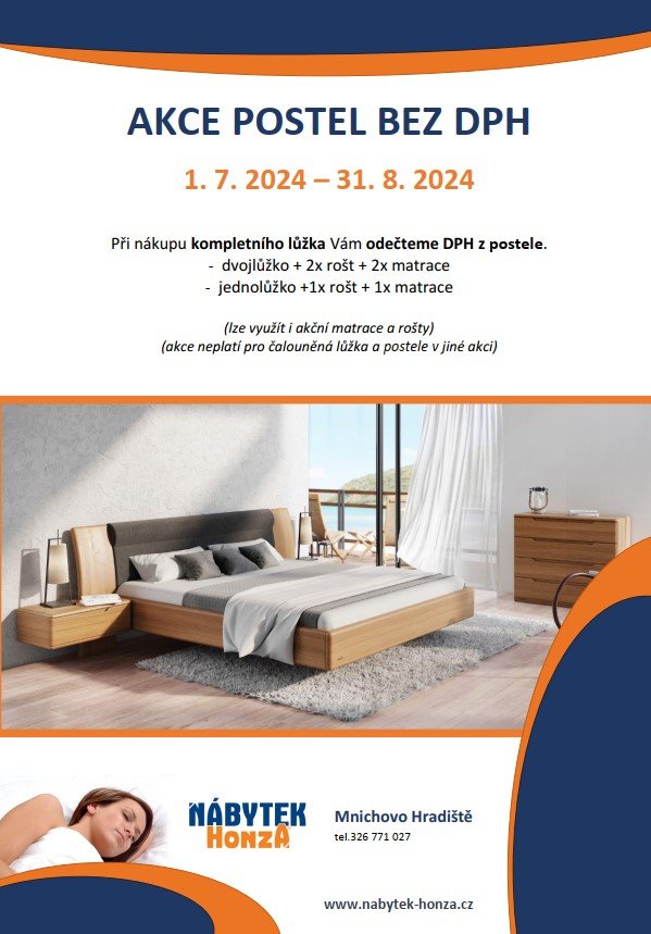 Akce POSTEL BEZ DPH - červenec / srpen
