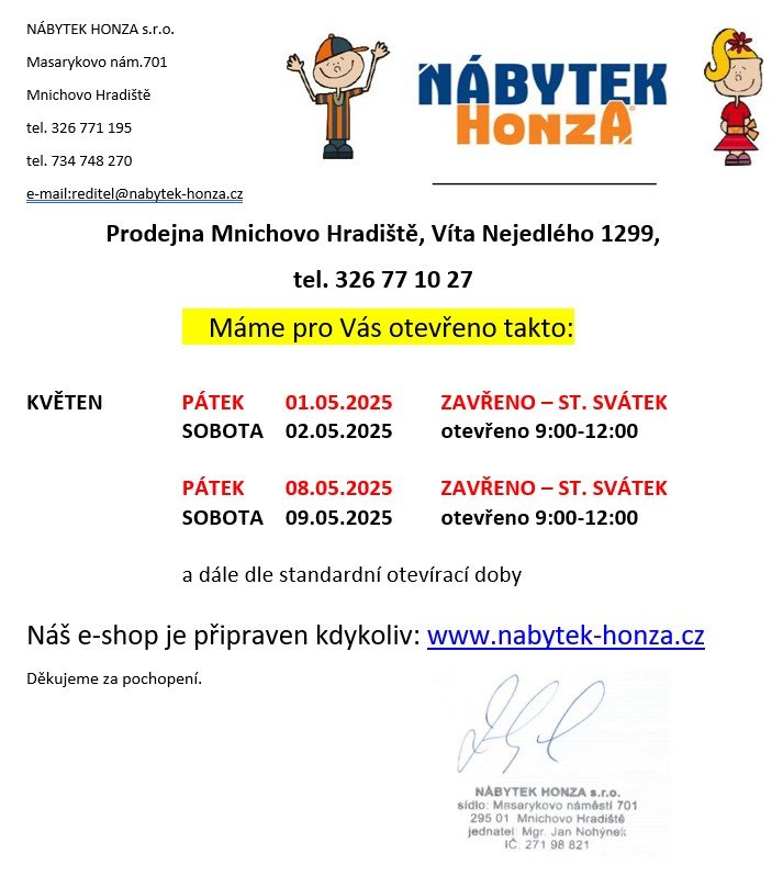 otevírací doba květen 2026