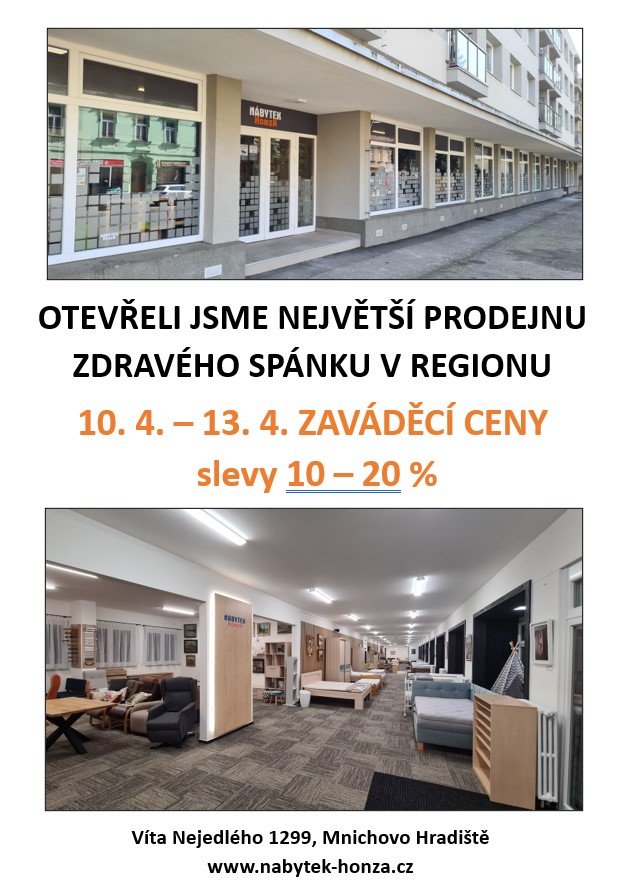Největší centrum zdravého spaní v regionu - přijďte si pro zaváděcí slevy 10-20%, od 10. do 13.4.2024 Největší centrum zdravého spaní v regionu - přijďte si pro zaváděcí slevy 10-20%, od 10. do 13.4.2024